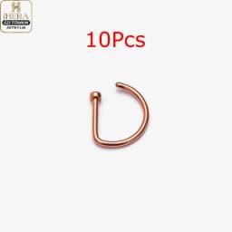 1/10PCS ASTM F136 Titanium Fake Nose Ring Hoop Non Piercing D Shape Nostril Lip Septum Earring Body Jewelry Kit