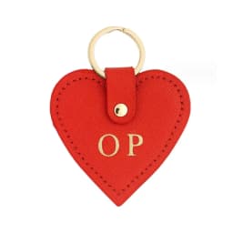 Free custom monogram logo leather keyring saffiano heart shaped kechians for promotion gift keychain ring keychain