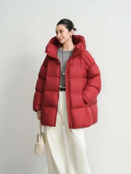 Luxury Oversize thickened warm down jacket for women 2026 Winter High quality Long sleeve puffer coat Black Red INKEO DJ728