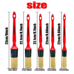 AUTOBRIGHT Car Wash Brush Set 5pcs Cleaning Red Brush Set Air-conditioning Outlet Super Soft Bristle Interior Detail Brush Tools