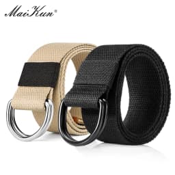 Maikun 2PCS Men Belt Double Ring Buckle Waistband Casual Canvas Belts Belt For Men