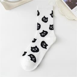 Chic New Women's Cute Cat Face Black White Socks Korean Harajuku Kawaii Kitten Hipster Casual Gift Dropship