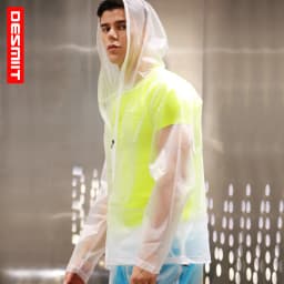 Cross-border new solid color, men's trendy windproof jacket waterproof transparent beach jacket raincoat S2904
