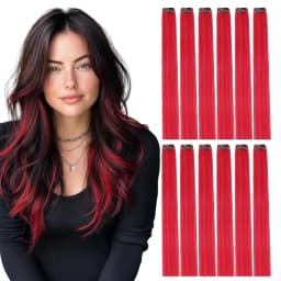 22 Inch Hair Extensions Clip ins, 6/12 Pcs Pink Hair Extensions Colored Hair Extensions Party Highlights Long synthetic Hair
