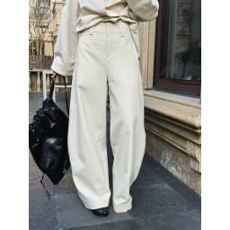 Old Money Style Scimitar Silhouette Pant Loose Fit High Waist Slimming Commuter Trousers For Women