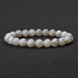 Natural Grey Labradorite Bracelets Flash Smooth Spectrolite Moonstone Round Elastic Beads Bracelet Genuine Natural Stone Jewelry