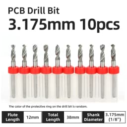 TOOLEYE 10pcs PCB Drill Bit Set Micro Drills Printed Circuit Board 1/8" Shank Mini CNC Drill Bits 0.1-3.175mm Drilling Tools