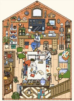 Cartoon Home stay plan DIY 3D Sticker Pocket Cabin Scene Stacking and Pasting Festival Birthday Gift for Student Stationery