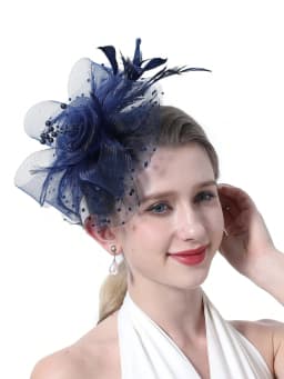 1PCS Fascinators Hat Flower Mesh Ribbons Feathers On A Headband And A Clip Tea Party Headwear For Girls And Women