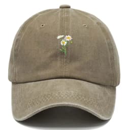 Embroidery Flowers Baseball Cap Washed Cotton Vintage Dad Hat Fashion Streetwear Hip Hop Adjustable Unisex Casual Summer Cap