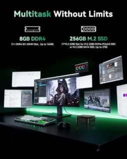 ACEMAGIC AMD Ryzen 5 3501U Mini PC 8GB DDR4 256GB SSD Radeon Vega 8 Triple 4K Display Dual Gigabit LAN Dual M.2 Windows 11 Pro