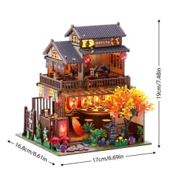 Zuuton DIY Miniature Magic Doll House Kit Wooden Gothic Clock Tower Building Model with LED Light Creative Gift for Home Decor