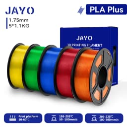 JAYO 3D PETG/PLA/PLA+ Filament 1.75mm +/-0.02mm PLA Filament 5 Rolls For Bambu FDM 3D Printer Neatly Wound 3D Printing Material