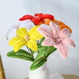 5Pcs Lily DIY Artificial Flower Chenille Stem Fluffy Wire Pipe Cleaners Twist Stick Children Educational Toys Creative Handcraft
