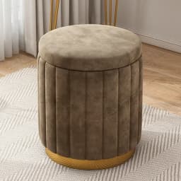 Luxury Vanity Makeup Stool Round Dressing Chair with Storage Upholstered Bench for Bedroom Modern Side Stool Furniture
