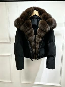 Janveny Luxury Winter 90% White Duck Down Wool Blends Jacket Women 2025 New Real Natural Fox Fur Thick Warm Puffer Down Coat