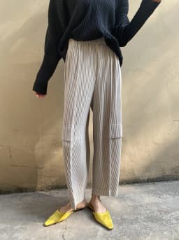 Miyake Pleated Cargo Pants New Women's Pocket Style Pleated Casual Pants Wide Leg Ankle-Length Pants