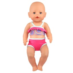 Leopard Print Wave Style Swimsuit For 43cm Baby New Born and 18 inch American doll girls, Generation Baby Clothing accessories