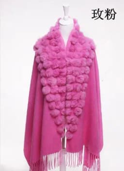 20 Colors Triangle Real Rabbit Fur Ball Shawl Wraps Winter Women Cashmere Tassel Cape Pompon Cloak Lady Mum Gift Casaco Feminino