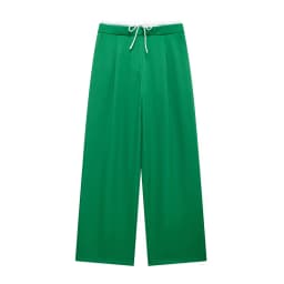 DUOPERI Women Fashion Solid Lace Up Side Zipper Straight Pants Vintage High Elastic Waist Female Chic Lady Trousers