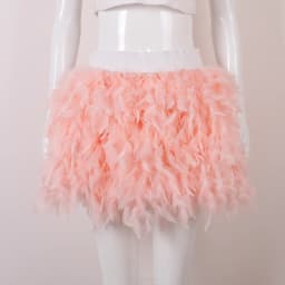 Women Solid Fluffy Feather Mini Skirt Elastic High Waist Short Skirt Halloween Carnival Party Stage Cosplay Costume Club Outfit
