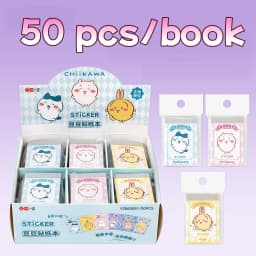 50 Sheets/Book Chiikawa Sticker Book Cute Cartoon Non-Repeating Stickers DIY Decorative Stickers Portable Sticker Book for Students