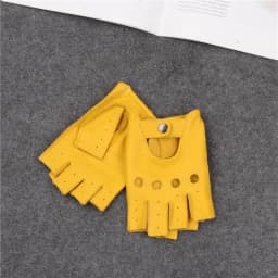 Genuine leather gloves with half finger breathable retro motorcycle wear resistant fitness outdoor motorcycle riding gloves