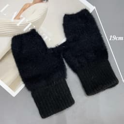 Luxury Mink Fleece Soft Winter Half Finger Gloves Women Warm Solid White Plush Knitted Fingerless Gloves Wrist Mittens Writting