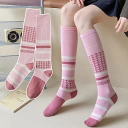 Socks Women's High Tube Calf Knee-length Socks Retro Illustration Art Abstract Street Autumn and Winter Cotton Socks High Sock