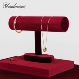 Yinbeini Velvet Bangle Bracelet Watch Display Stand T-shape Jewelry Display Stand Shop Window Showcase Props TB001