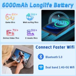 Paitanry Y40 10 Inch Android Tablet PC 12GB (6+6 Virtual RAM)+128GB ROM, Helio G80 Octa‑Core,6000mAh,5+13MP Dual Camera,18W Fast Charging,Dual WiFi for Gaming Reading High-End Tablet