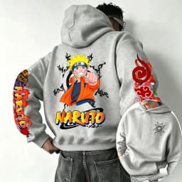 Naruto 2026 Spring and Autumn New Cartoon Anime Harajuku Y2K Street Fashion Couple Hooded Sweatshirt