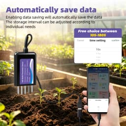 Yieryi 8-in-1 Smart Soil NPK pH EC Temp Moisture Sensor App Data Logger Tester Fertility Meter for Garden Agriculture Lawn IP68