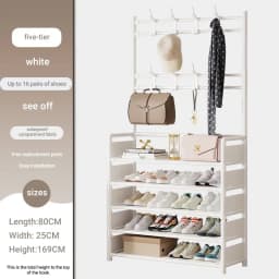 DIVEDEER 4-5 Tier Home Wardrobe Rack Bedroom Wardrobe Rack DIY Dustproof Storage Cabinet Shoe Rack Hanging Bag Storage Cabinet