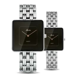 Hot Trend Watch with Simple Large Dial, Gold Black Square Quartz for Women and Men, Steel Strap, Waterproof for Women and Clock