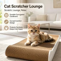 Ergonomic Wave Shaped Cardboard Cat Scratcher Durable Indoor Sleeping Bed Rest Pad For Cats