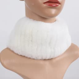 Women's Winter Warm Genuine Fur Hat Scarf Set Real Rex Rabbit Fur Cap with Silver Fox Scarves 2-Piece Natural Fashion Accessory