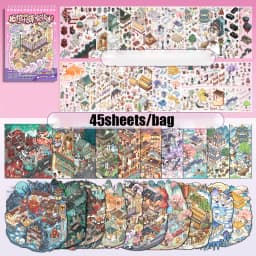 Mr Paper 6.0 Micro Scene Sticker Book 45pcs 3D Miniature House Diorama DIY for Scrapbooking Journal Craft Decorations Supplies
