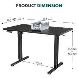 MCQ 55x24 Inch Electric Office Computer Desk with Wooden Desktop Ergonomic Height Adjustable Gaming Corner Table for Home Office