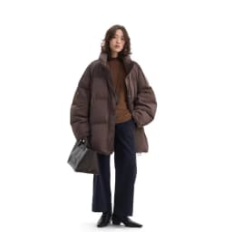 Women's Mid-Length Oversized down Jacket with Stand Collar, Warm Oversized Jacket Filled with White Duck Down, New Winter 2025 Model