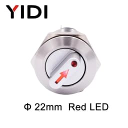 Customized 22mm Waterproof Metal Rotary Selector Switch 2 3 Pin 1NO1NC 2NO2NC 12V LED Stainless Steel Push Button Knob Switch