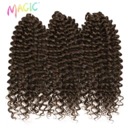 Magic 24 Inch Brown Blonde Deep Wave Synthetic Hair Bundles High Temperature Fiber Crochet Braiding Hair Extensions For Women