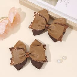 2pcs Sparkling Pink Glitter Bow Hair Clips For Girls Cute Ribbon Bow Hairpins Ideal For Gifts & Casual Attire Hair Accessories