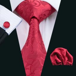 Fashion Red Plaid Men Tie Set 8.5cm Silk Jacquard Neckties Wedding Business Handkerchief Cufflink Tie Set Barry.Wang FA-6011