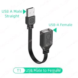 USB Extension Cable Elbow 90 Degree Angle Soft Silicone Flat Cable USB A Male to Female Extension Adapter Cable for Laptop Phone