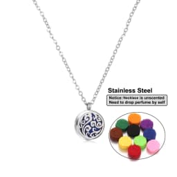 Stainless Steel Aromatherapy Essential Oil Diffuser Necklace Mini Tree Flower 12mm Locket Charm Aroma Perfume Pendant Necklace