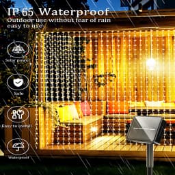 300Leds Solar Curtain String Light Outdoor Waterfall Garland Fairy Lights Garden Halloween Christmas Decoration Holiday Lighting