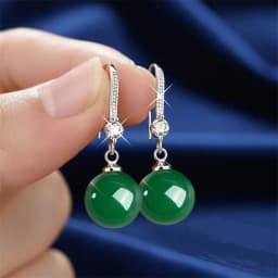925 Sterling Silver Drop Earrings Inlaid With 5A Zircon Agate, Hotan Jade Women's Earrings Party Wedding Jewelry Accessories