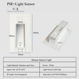 Embedded Frameless LED Step&Stair Wall Lamps 3W Motion Sensor Indoor Bedroom Ladder Foyer Corner Intelligent NightLight 100-240V