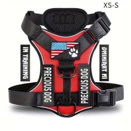 Reflective Dog Vest Harness with 5 PCS Patches Service Dog Harness Adjustable Soft Oxford Pet Harness